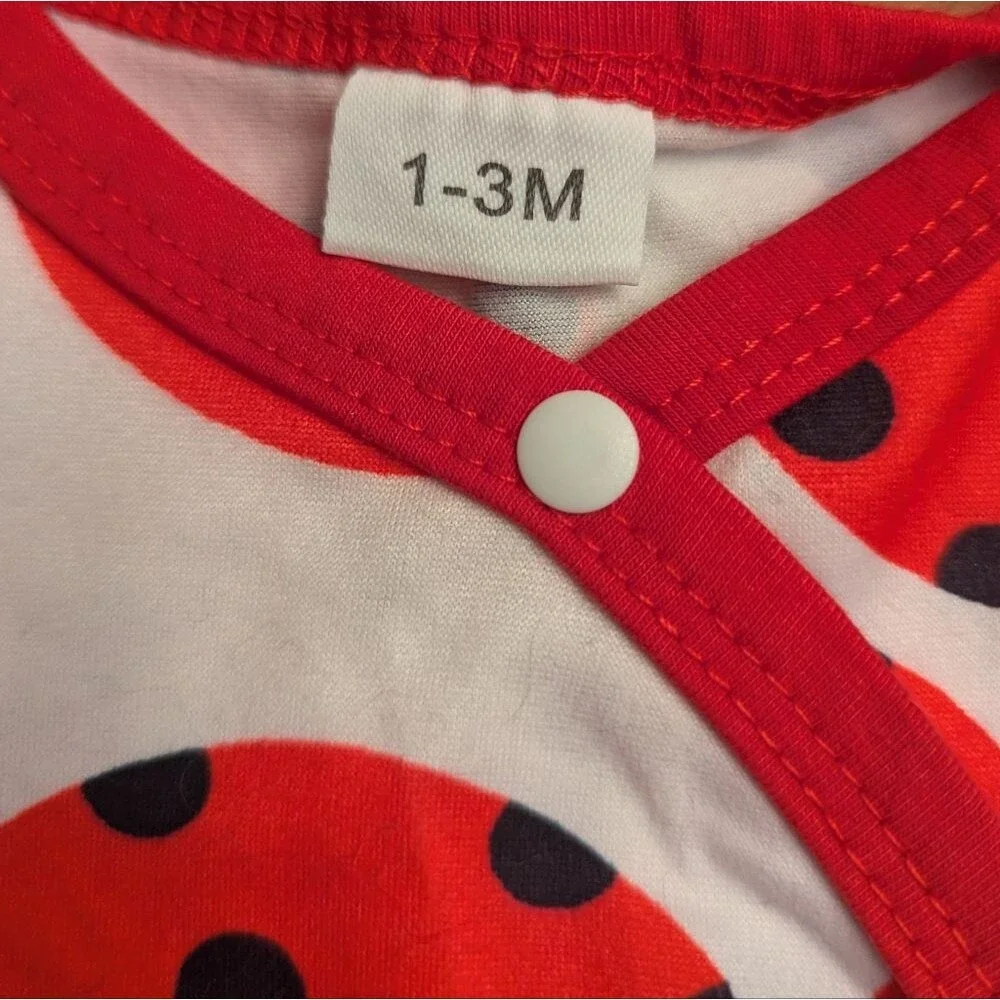 NWOT Lady Bug Button Up Onesie Size 1-3 Months